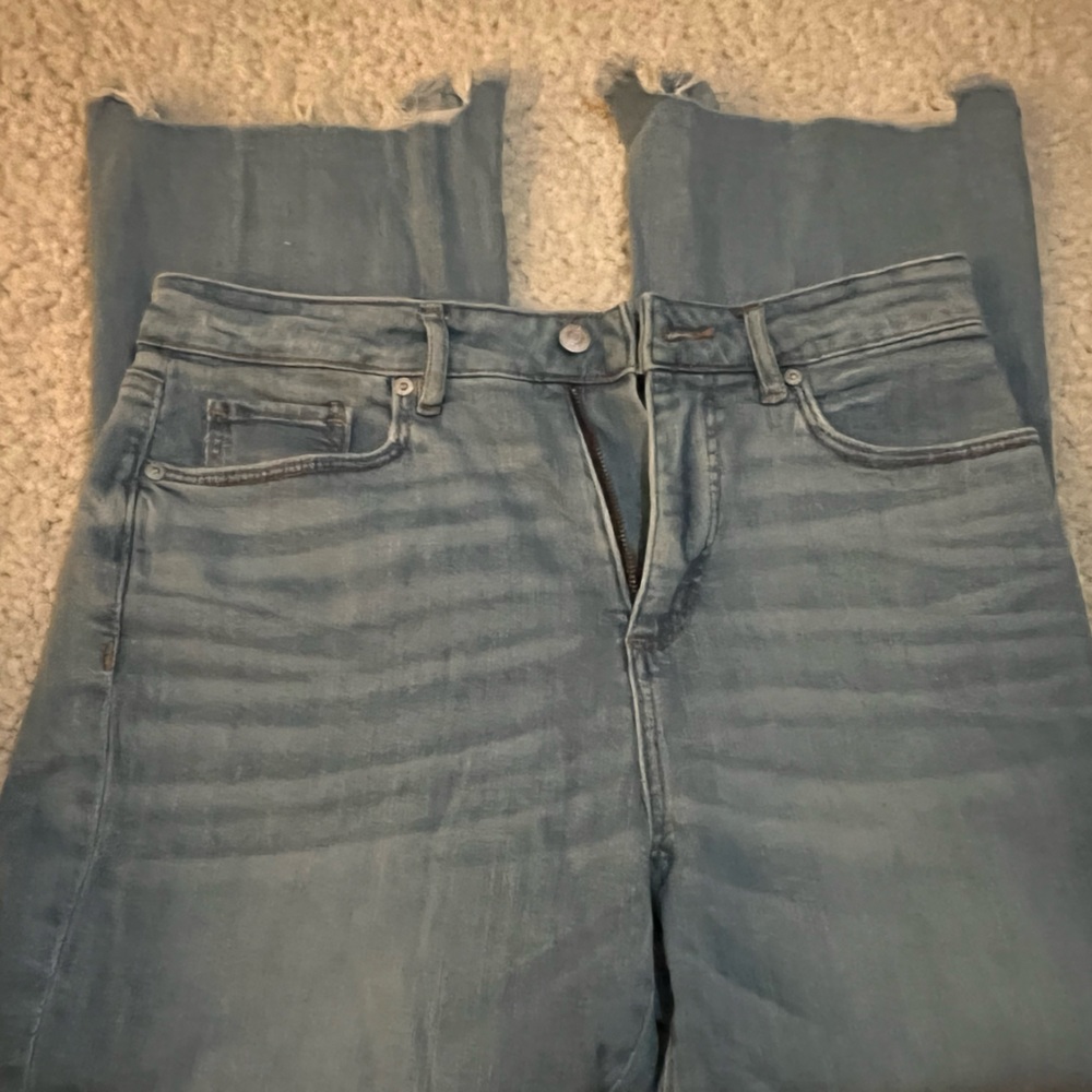 Loft straight leg raw edge hem denim